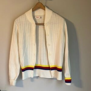 1960s Bogner Cream Knit Cardigan with WonderWoman details